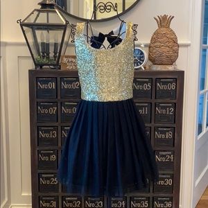 Black and gold homecoming dress